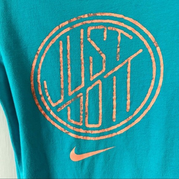 Nike just do it slim fit turqoise peach t shirt small - Picture 1 of 4